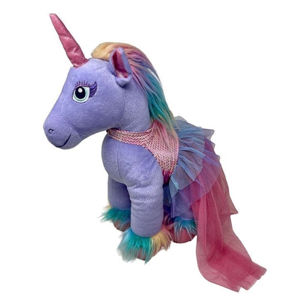 Retired Build-A-Bear Purple Unicorn Plush Tutu Rainbow Mane Stuffed Animal